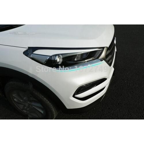 2pcs/set Car Front Lights Sports Mind ABS Chrome Decoration Strip Sticker for Hyundai Tucson 2015 2016 Accessories