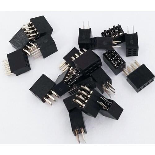20pcs 2.54mm 2x4P Double Row Female Header Straight Dual Row 2.54mm Pitch 8P 0.1"Header Receptacle Socket Strip