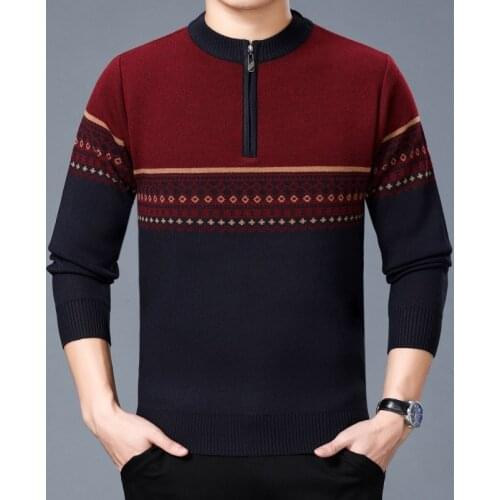 2020Autumn and Winter New Mens Nine options Three-color Stitching Pullover Half-zip Round Neck Warm Sweater Mens Sweater M-3XL