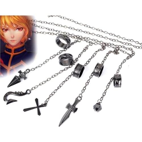 2021 High Quality Cartoon Hunter X Hunter Kurapika Cosplay Costume Prop Metal Ring Accessories Alloy Fashion Pendant Chain Finge