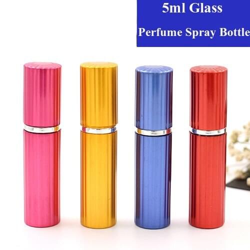 5ml 5/10/15/20/30pcs Travel Portable Replaceable Empty Atomizer Perfume Bottle Aluminum Pump Spray Box Cosmetic Glass Glass Tube