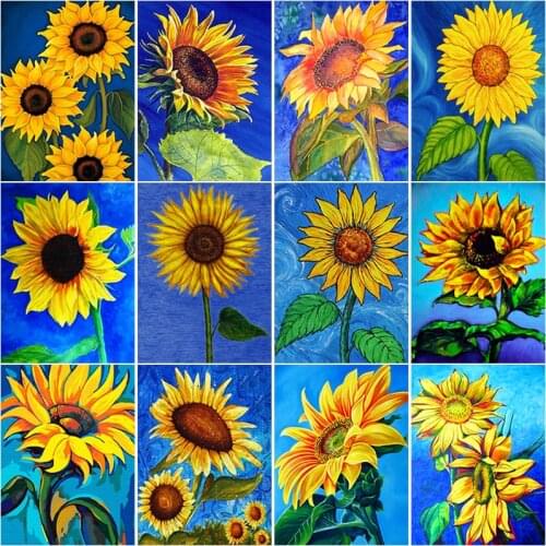 5D Diamond Painting Natural Scenery Sunflower Cross Stitch Kit Diamond Embroidery Full Round Drill Rhinestones Mosaic Home Decor