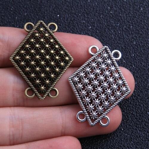 6pcs 28*36mm Two Color Zinc Alloy Hollow Rectangle Connectors Jewelry Making DIY Handmade Craft