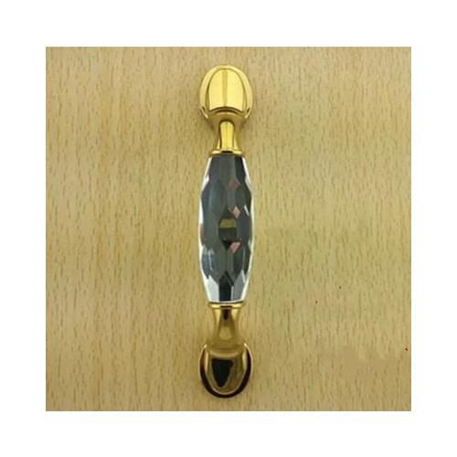 96mm fashion deluxe glass clear /black crystal villadom furniture decoration handle 3.8" gold drawer cabinet wardrobe door pulls