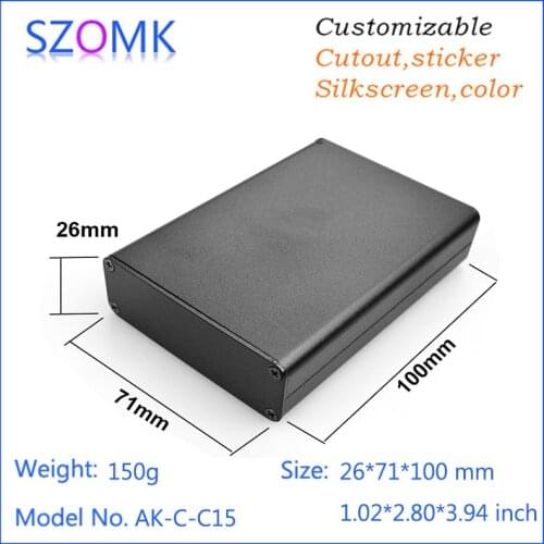 1 pc, 26*71*100mm szomk aluminum amplifier enclosure black aluminium extrusion box electrical project box aluminum enclosure
