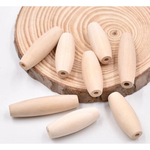 DIY Wood Beads Oval Shape Unfinished Loose Spacer Wooden Beads Charms 39-51mm Bead for Baby Jewelry Necklace Making 10Pcs/Lot