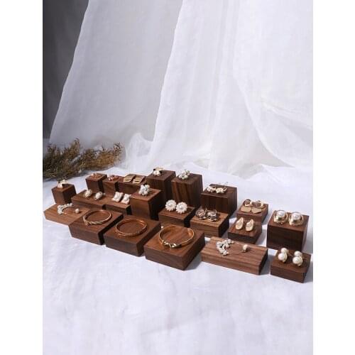 Black Walnut Solid Wood Jewelry Display Blocks Rings Earrings Bangles Bracelets Display Holder