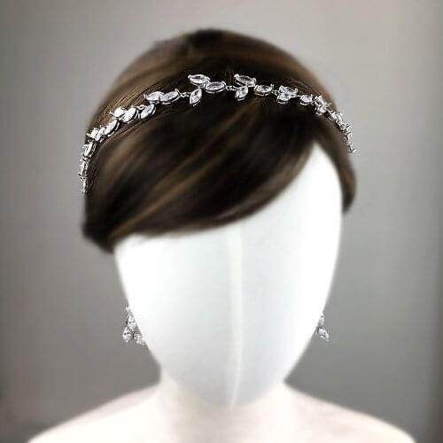 Zircon Wedding Headband Necklace CZ Bridal Headpiece Hair Accessories Jewelry Zirconia Bride Set Bijoux Cheveux WIGO1384-NE