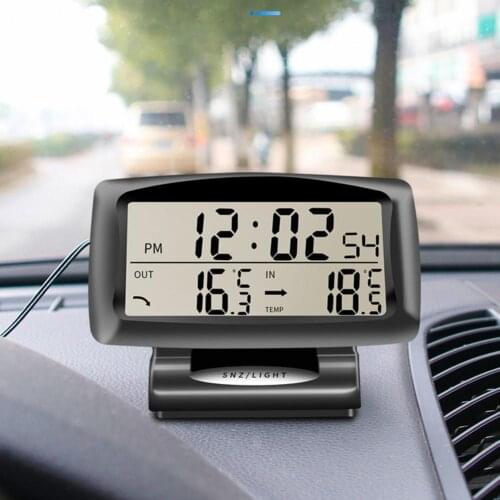 Indoor and Outdoor Temperature Detector Car Electronic Clock and Car Thermometer Two in One Luminous Display Thermometer Clock