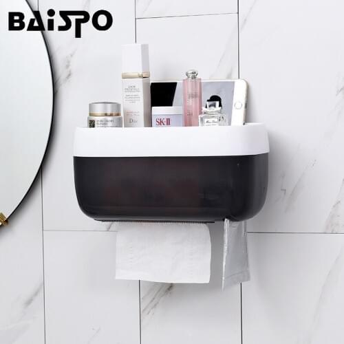 BAISPO Waterproof Toilet Paper Holder Wall Mounted Toilet Paper Dispenser Portable Tissue Storage Box For Bathroom Accessories