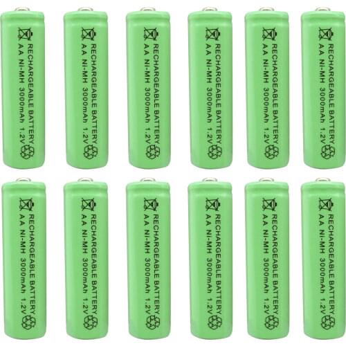 GTF AA 3000mAh 1.2V Ni-MH NiMH Rechargeable Battery For Watches, Mice, Computers, Toys and Flashlight Cell Green lots of Battery
