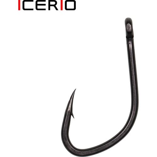ICERIO 30PCS Matte Black Carp Fishing Hook V Shape Specimen Barbed Hook Pop-up Rig Fishhook