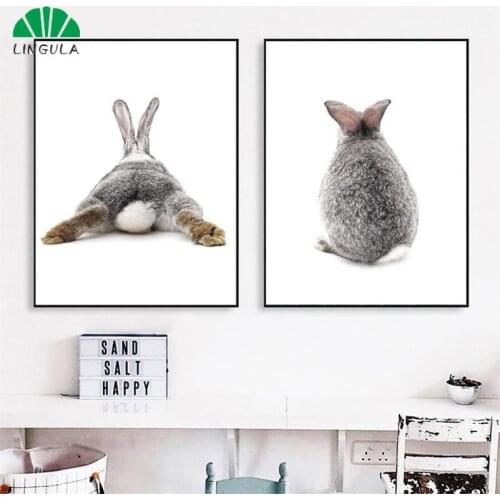 Rabbit Painting Kids Baby Room Decor Canvas Art Print Nursery Bunny Canvas Wall Pictures for Living Room Decoration Bedroom Art