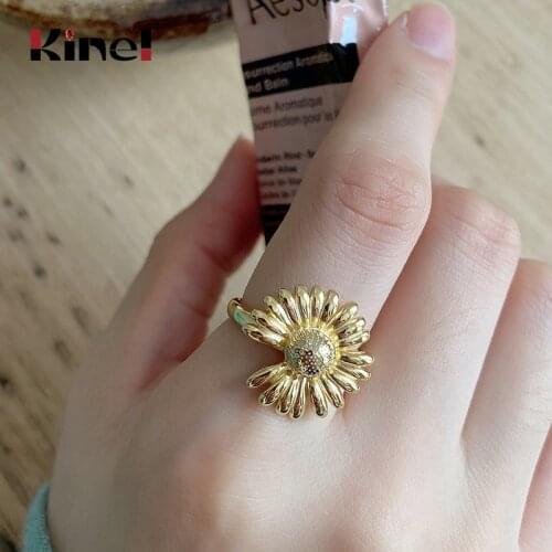 Kinel Flowers Ring Korean Style Real 925 Sterling Silver Ring Fine Jewelry Fashion Wedding Party 925 Silver Bague Bijoux