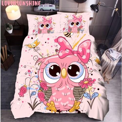 LOVINSUNSHINE Comforter Bed Sets Cartoon Kids Duvet Cover Cute Owl Printed Bedding Set AB#218