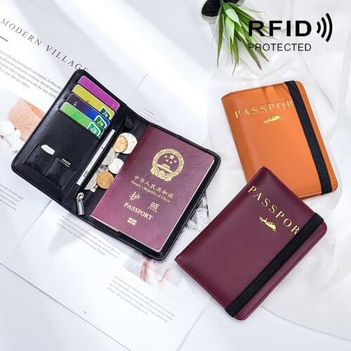 Passport Wallet Rfid Blocking Leather Travel Passport Holder Card Holder Covers for Document Certificate Case Unisex Anti-theft