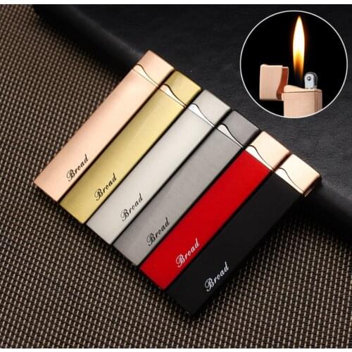 Creative Mini Slender Small grinding wheel Butane inflatable gas Cigarette lighter Fashion Metal Smoking igniter men women gift