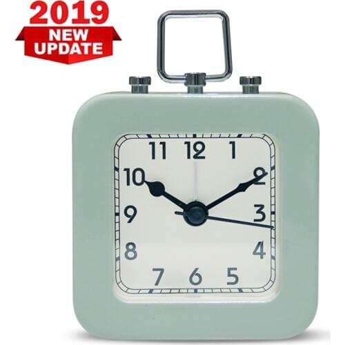 Square Digital Pointer Alarm Clock Mute Metal Handle Ring Clock High Transparent Desktop Clock