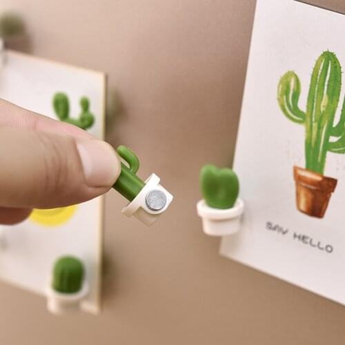 New Creative Cute Refrigerator Paste Cactus Shape Green Plants Magnetic Paste Home Fridge Decoration Lovely Note Stick Magnet