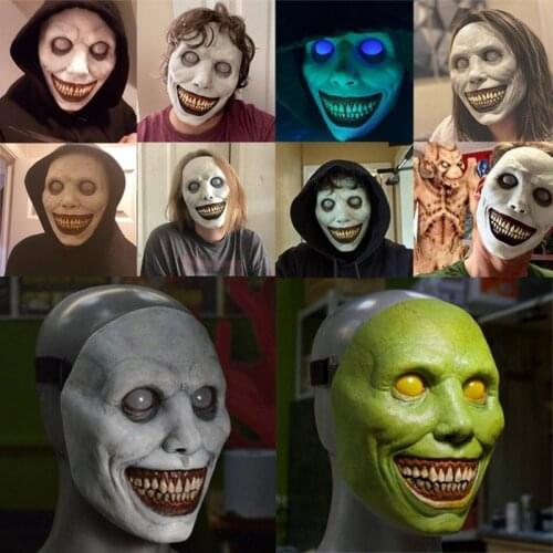 Halloween Masks Horror Green White Eye Exorcist Smile Mask Scary Mask Resin for Halloween Christmas Easter Carnivals Decoration