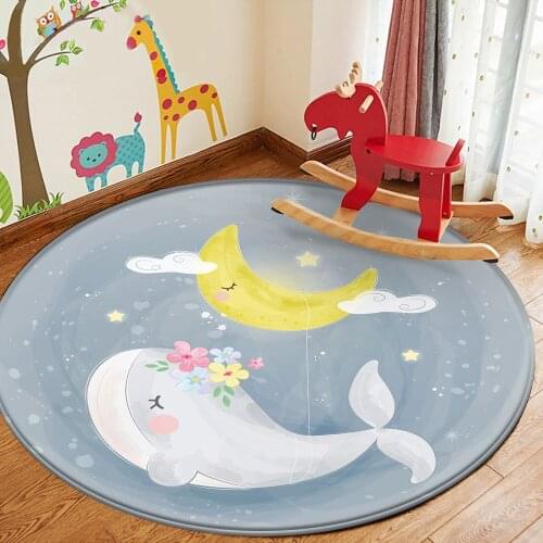 Cute Blue Dolphin Moon Pattern Kids play carpet Children Rug baby crawling flannel Children durable non-slip floor carpet