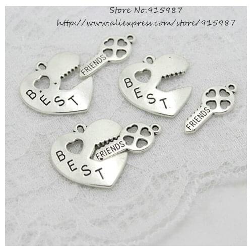 Sweet Bell Free shipping 15 set Vintage love + key Charms Carving best friends Jewelry Findings Fit Diy Jewelry 4A611