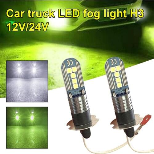 New Car LED Bulb 9-48V LED Fog Light Bulb H3 10LED Brake Light Backup Reversing Lamp Lime White Color Warning Lamp Car Accessori