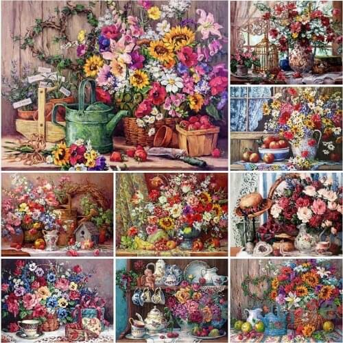 New Year Gift DIY 5D Diamond Painting Rose Peony Flower Cross Stitch Embroidery Picture Full Round&Square Drill Home Decoration