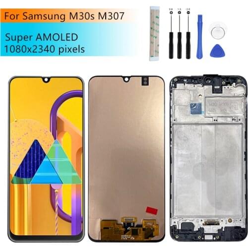 OLED For Samsung M307 LCD Display M30s Touch Screen Digitizer Assembly + Frame SM-M307FN/DS replacement Repair parts 6.4"