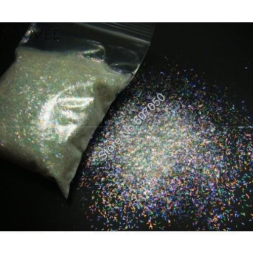 Iridescent White Glitter Short Strip Bar Shape with Colorful Purple Gold Green Light Tint for Nail Glitter Art Craft Decoration