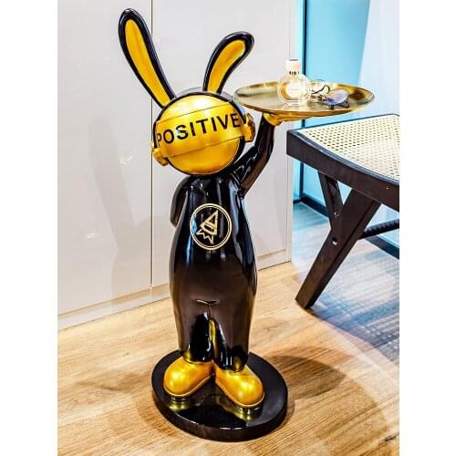 Nordic Style Living Room Tray Rabbit Decoration Welcome Guests Resin Statue Ornaments Creative Large Landing Housewarming Gift