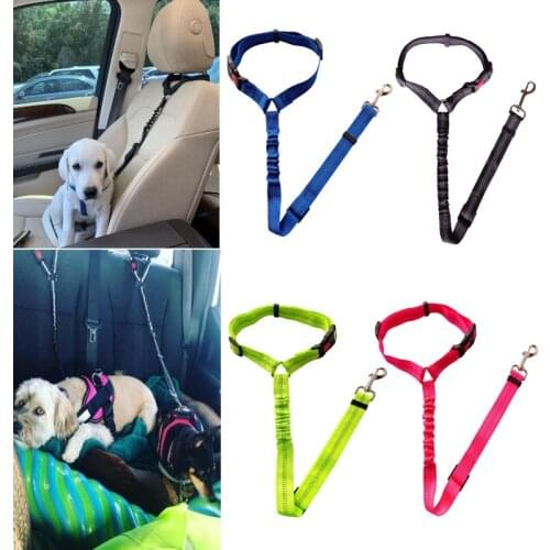 Dog Seat Belt Adjustable Puppy Pet Car Rope Safety Seatbelt Reflective Elastic Bungee Vehicle Dog Chest Blet Harness CL171