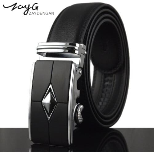 ZAYG Men Fashion Business Style Automatic Buckle Leather Belt Men Classic High Quality Strap Vintage Businessman Belt Jeans Belt