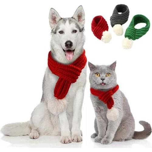 Pet Christmas Scarf Knitting Neck Scarf Collar Dog Warm Scarf Pet Accessories