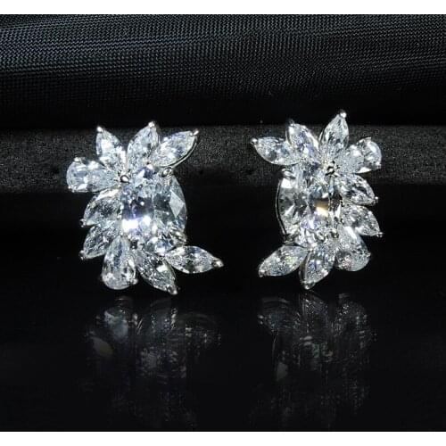 Classic 100% 925 Sterling Silver Created Moissanite Gemstone Earrings Ear Studs Wedding Fine Jewelry Wholesale 2020 NEW