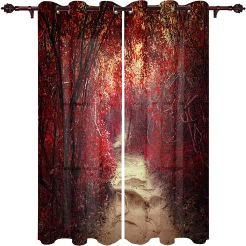 Outdoor Curtains Jungle Red Autumn Living Room Kitchen Curtain Drape For Patio Garden Gazebo Yard Valance Cutains