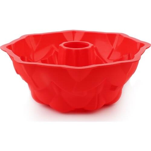 Silicone cake Round Pan Flower Silicone Cake Mold Bakeware Tray Baking Tools Chiffon Cake Pizza Pan Large 8IN (Colors Random)