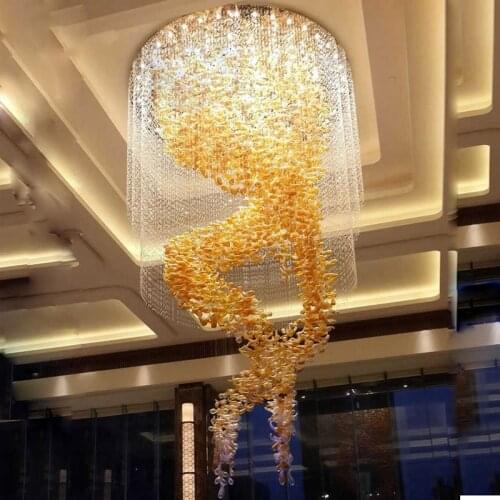 Hotel lobby lights villa sales department mall clubhouse art glass decoration pieces large hanging line lights non-standard