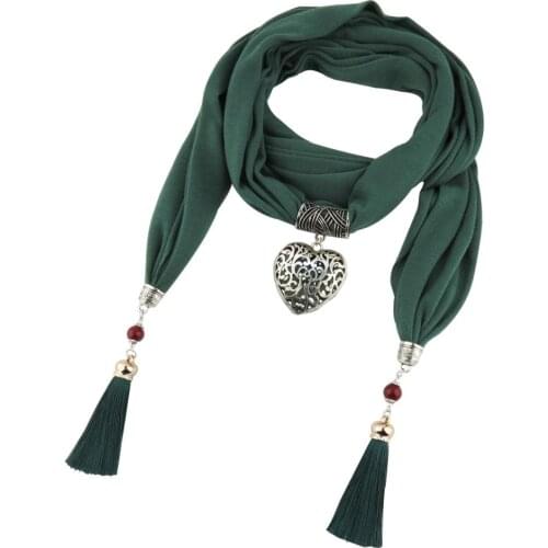 Jzhifiyer jersey pendant love Jewelry scarf necklace shawl cotton linen tassel bead jewellery bandana scarf fashion women