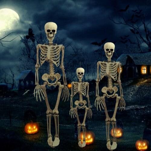 90cm Scary Skeleton Halloween Decoration Skull Props Hanging Outdoor Indoor Haunted House Party Horror Human Body Skull Decor