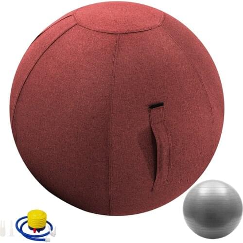 Premium Quality Self-Standing Yoga Ball with Handle and Cover Home Office Seating Chair Exercise Ball for Yoga Stretching Gym