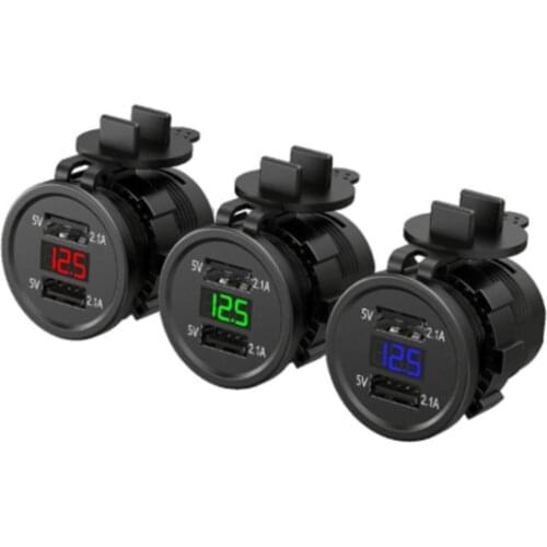 5V 4.2A Dual Port USB Charger Socket Adapter Power Outlet DC 12V-24V Motorcycle PC Plastic 4.5*3.5cm Dual Ports USB Charger