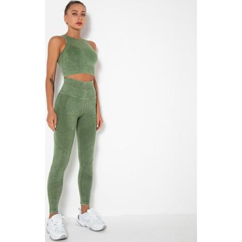 Women Sportswear 2Pcs Yoga Sets Sexy Sleeveless Vest+Fitness Pants High Waist Gym Suits Running Sets Seamless Yoga Clothing New