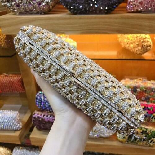 Women red/gold/silver Evening Crystal Bag Golden Stones rhinestone Clutch Evening Bag Female Party Purse Wedding Clutch Bag lady