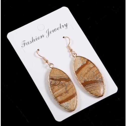 Natural Stone Rose Quartzs Drop Earrings Jewelry Handmade Horse Eye Shape Exquisite Earring Gifts for Women