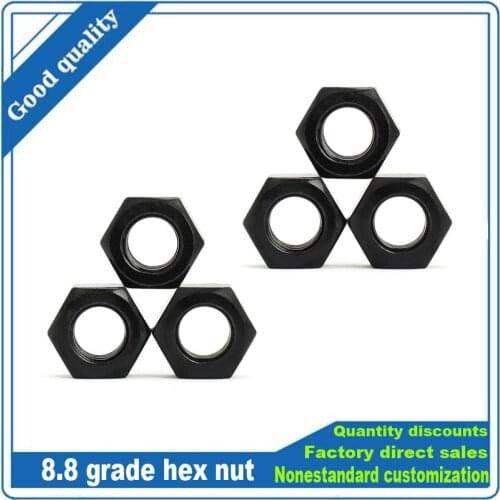 1/2/5/10/20/25/50pcs Black Grade 8.8 Steel DIN934 Hex Hexagon Nut M1.4 M1.6 M2 M2.5 M3 M4 M5 M6 M8 M10 M12 M14 M16 M18 M20 M24