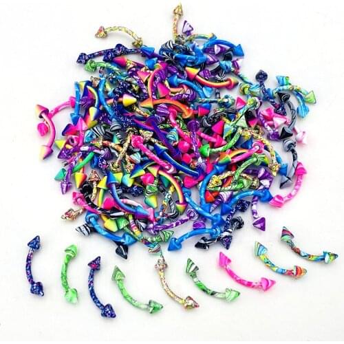 10pc/Lot Water grain paint eyebrow ring Stainless steel spherical eyebrow nails Slightly curved round ball eyebrow nails