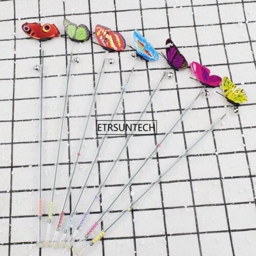 100Pcs New Funny Cat Stick Butterfry Toys With Bell Plush Cat-teasing Stretch Stick Toy Cats Supplies