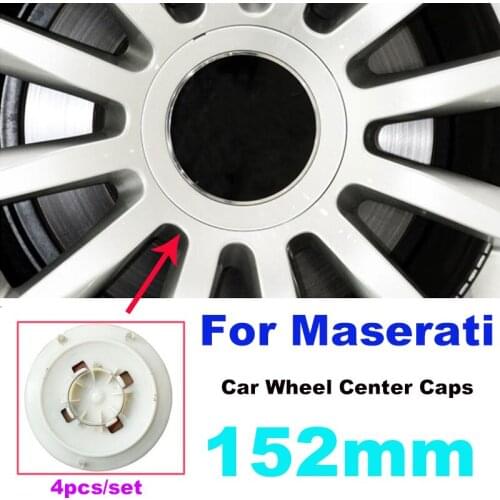 4pcs 152mm Black Silvery Auto Car Wheel Center Rim Hub Cover Caps Wheel Rims Emblem for Ghibli 2014-2018 Car Styling Accessories