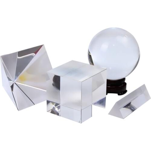 4 pcs K9 Optical Crystal Photography Kits 50MM Lens Ball 40mmCube 60MM Crystal Prism and Pyramid for Photography Art Decor Gift